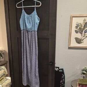 Freeway Blue and White Chevron Dress